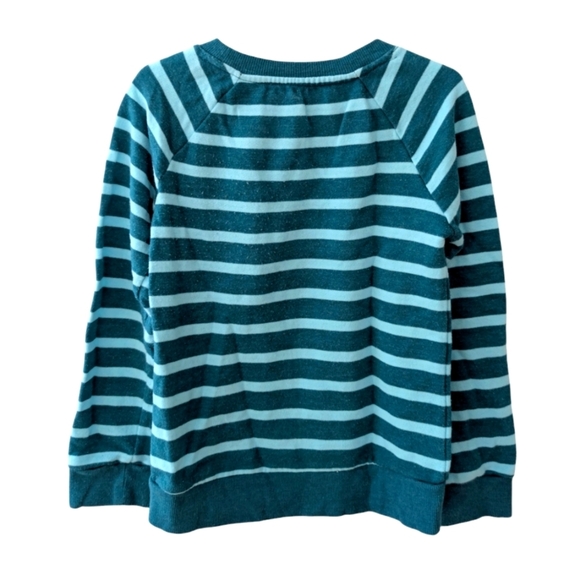 Cat & Jack Girls Teal Striped Sweater With Silver Stars Cotton Sizes 6x - Picture 2 of 5